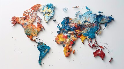 A vibrant world map featuring a variety of colors displayed on a plain white background