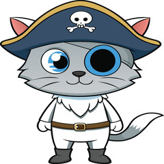 Cartoon funny cat isolated on white background