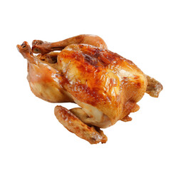A whole roasted chicken  ,isolated on white background