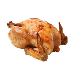 A whole roasted chicken  ,isolated on white background