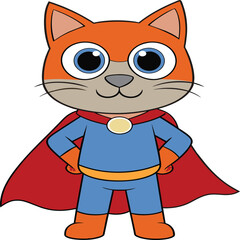 Cartoon funny cat isolated on white background