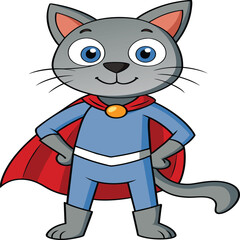 Cartoon funny cat isolated on white background