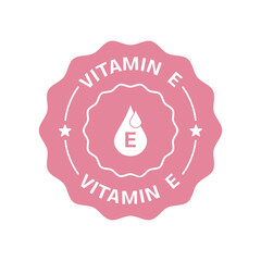 Vitamin E label in pink badge design
