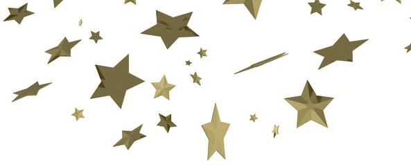 Gleaming Celestial Display: 3D Gold Stars Rain Illustration Mesmerizes