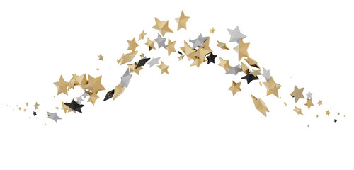 Radiant Euphoria: Lose Yourself in a 3D Gold Stars Rainfall