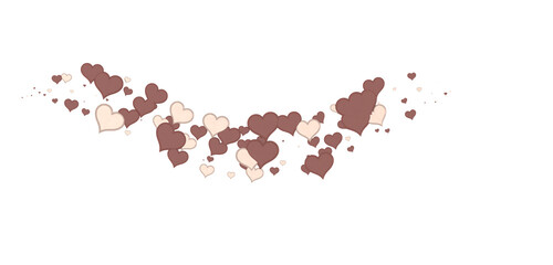 Falling red and pink hearts isolated on transparent background. Valentine’s day design.