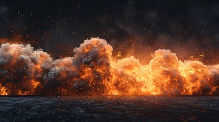 Large Fireball with Black Smoke Fiery Explosion