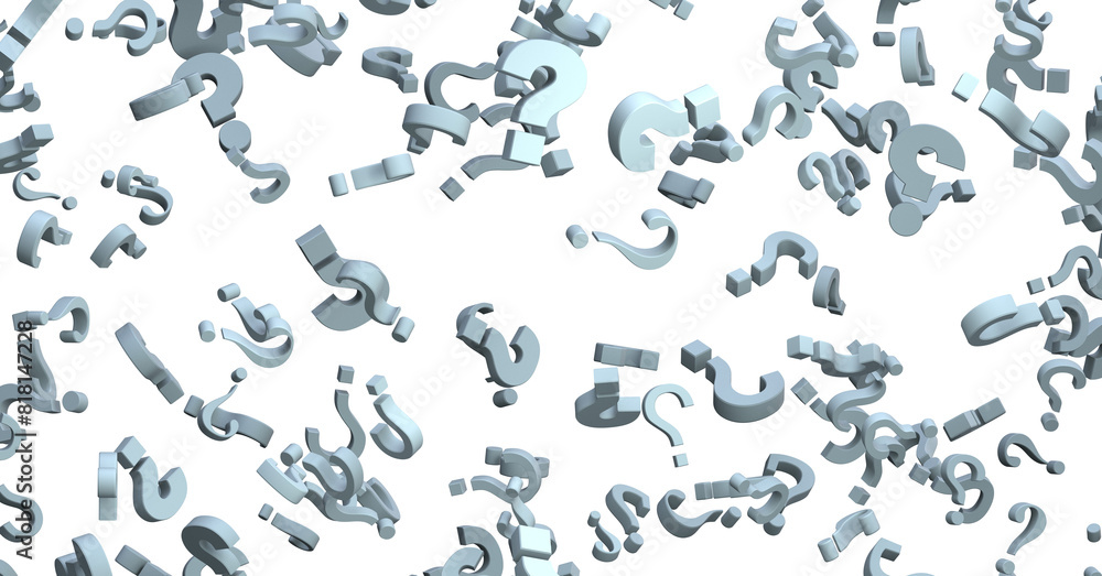 Aufkleber infinite question marks on a plane, original three dimensional illustration.