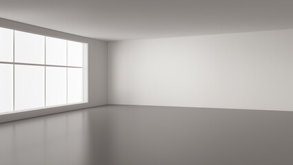 Spacious Empty Room with Large Window and White Walls
