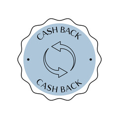 Cash back sticker, return money. Vector illustration