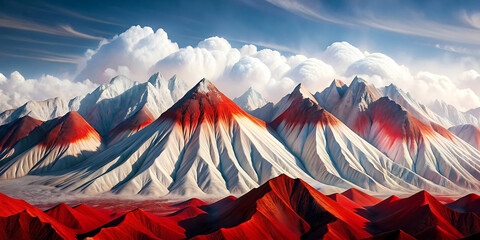 red and white mountains