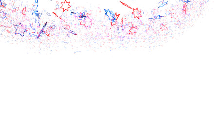 Festive background with confetti in the shape of stars in the color of the American flag. US independence day.