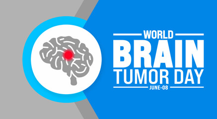 8 June is World Brain Tumor Day background design template. Holiday concept. use to background, banner, placard, card, and poster design template with text inscription and standard color. vector