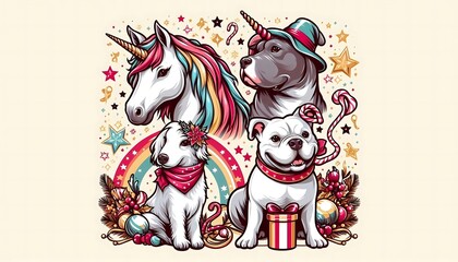 many dogs and unicorns image realistic attractive image realistic