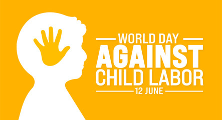 12 June is World Day Against Child Labor background template. Holiday concept. use to background, banner, placard, card, and poster design template with text inscription and standard color. vector