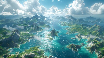 Fototapeta premium view of the sea and mountains