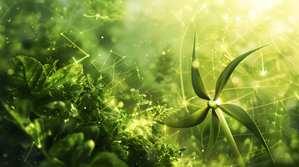 Green energy technology, environmentally sustainable renewable energy. clean energy windmill illustration.