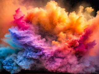 Colorful powder explosion. colorful holi paint powder explosion festival background