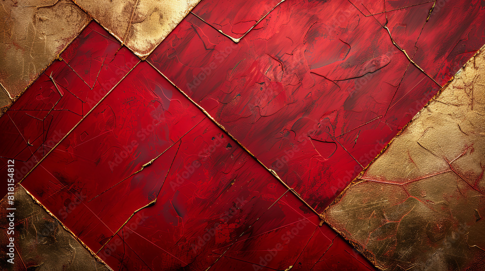 Aufkleber grunge red background with golden pattern. template for design.
