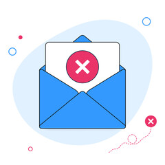 Email notification with an error alert inside blue envelope
