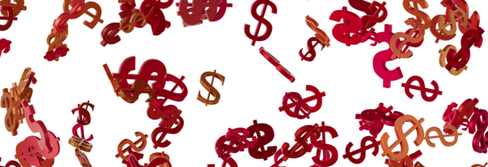 Dollar Signs Raining over Transparent Background