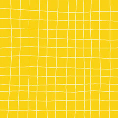Hand Drawn yellow plaid with simple Vector Pattern of organic lines. Doodle Cottagecore Checks with Homestead Farmhouse Print wallpaper. Pastel Summer Graphic.