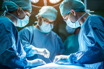 group of Surgeons performing surgery in operating room at hospital