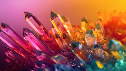 colorful crystals flying and very beautiful color gradations AI generated