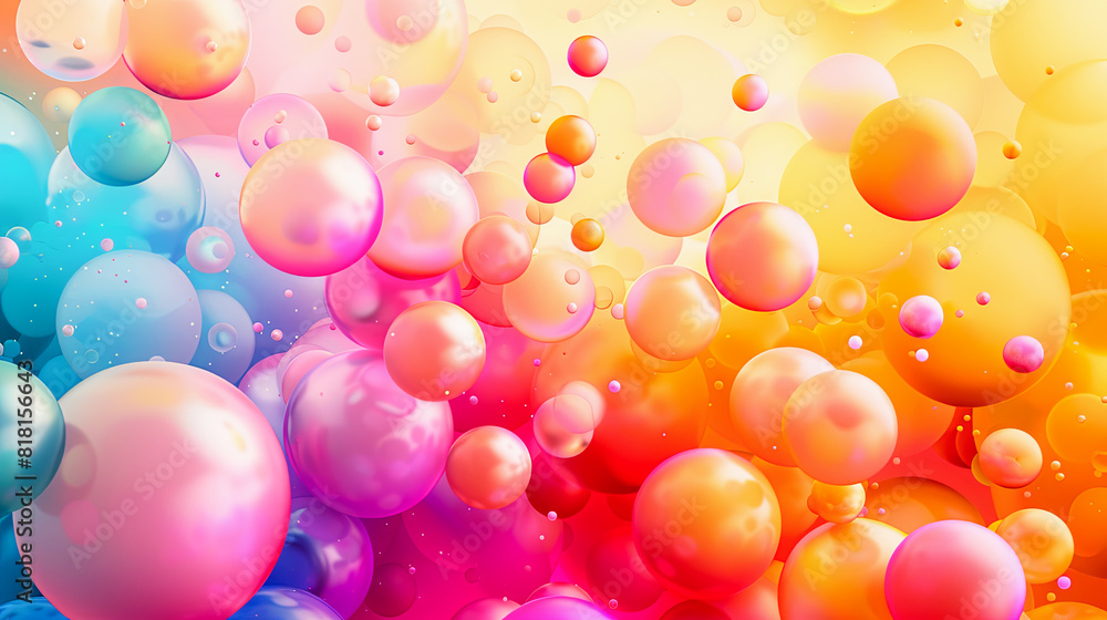 Poster abstract background with multicolored bubbles.