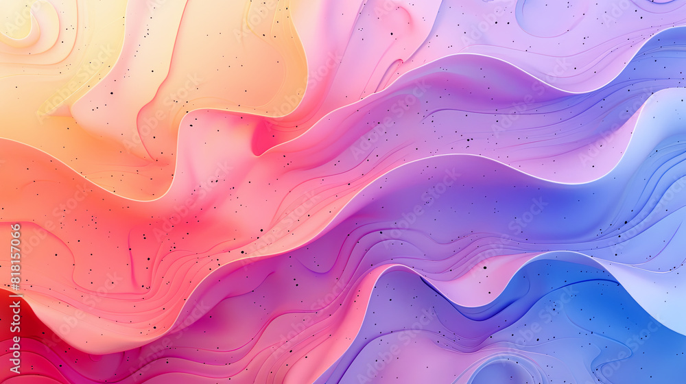 Aufkleber abstract wavy background with colorful gradient. 3d render illustration.