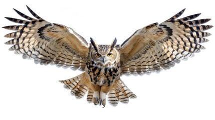 Wild owl animal isolated on white background