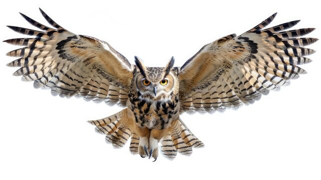 Wild owl animal isolated on white background