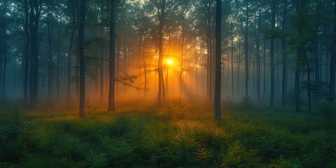 Silent Symphony of Sunrise in the Forest