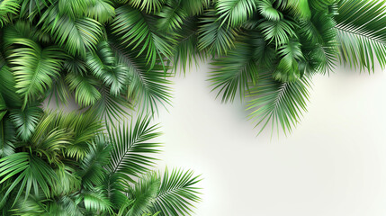 Realistic palm leaves shrubs corner on transparent backgrounds 3d rendering,