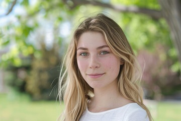 Fototapeta premium A young Caucasian woman from Generation Z, leading initiatives to promote mental health awareness and destigmatize conversations around psychological well-being, her advocacy and activism sparking