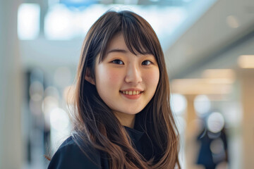 A young Japanese woman from Generation Z, leveraging her passion for technology and innovation to address pressing social challenges, her entrepreneurial ventures and tech-based solutions driving