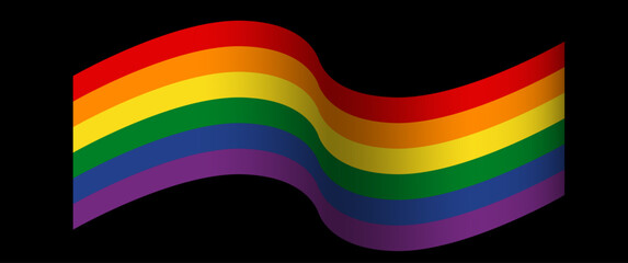 Pride Flag vector with shadow for decoration, Pride month graphic element design, realistic style, Banner or social media elements.