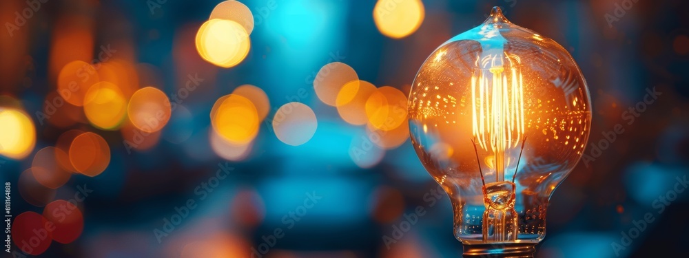 Poster a single lightbulb representing an idea.