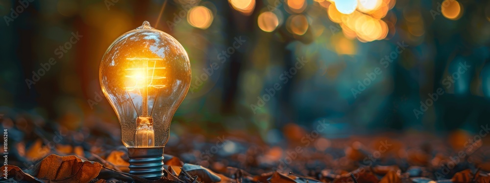 Poster a single lightbulb representing an idea.