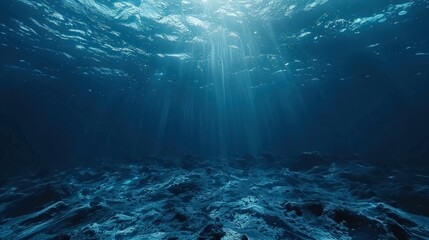 Dark blue ocean surface seen from underwater
