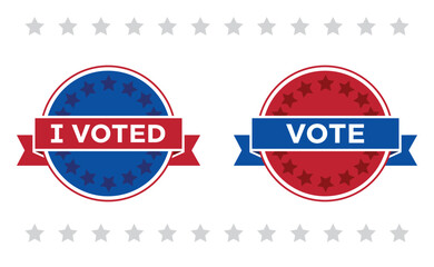 American political vote badges with ribbons