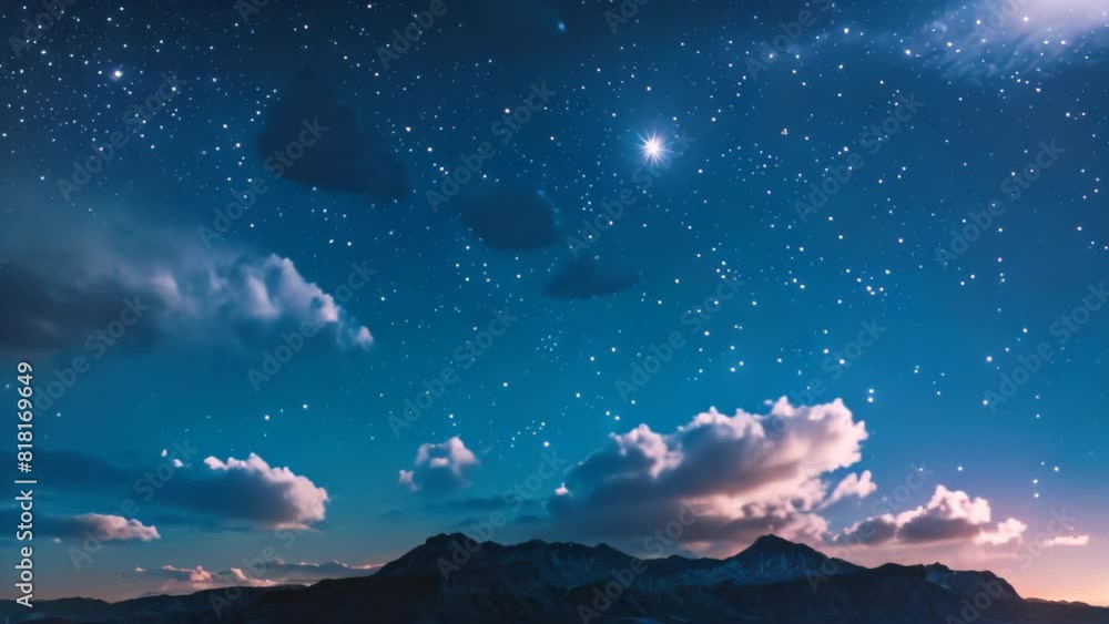 Poster a night sky filled with stars and clouds, creating a mesmerizing celestial display, a celestial sky 