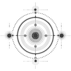 Obraz premium minimalist abstract line dot design black color only