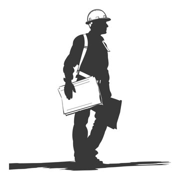 recommend clip art: silhouette architec drawing in action full body black color only