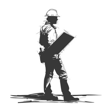 recommend clip art: silhouette architec drawing in action full body black color only