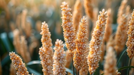 A field of tall, golden quinoa swaying in the wind.