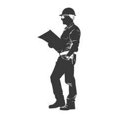 silhouette architec drawing in action full body black color only