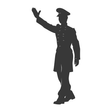 recommend clip art: silhouette bellboy hotel in action full body black color only