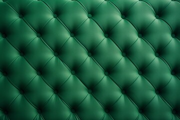 Green capitone checkered soft fabric textile decorative background with buttons. Generative AI