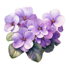 African Violet, Tropical Flower Illustration. Watercolor Style. AI Generated